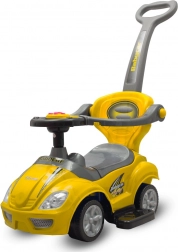 Dziecięcy jeździk z prowadzącą rączką 3w1 BABY MIX Mega Car – żółty