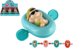 Nakręcana figurka na leżaku do wody, plastikowa, 13 × 9 cm, 4 kolory