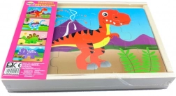 Drewniane puzzle – dinozaury, 4 zwierzęta