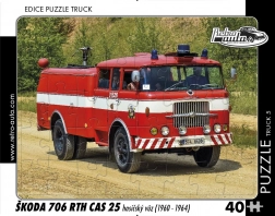 Retro puzzle auta Škoda 706 RTH CAS 25 wóz strażacki 40 elementów