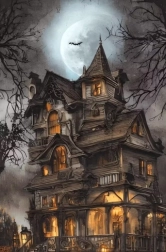 Diamentowe malowanie nawiedzony dom 30 × 40 cm