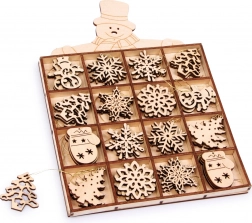 Drewniane ozdoby świąteczne w pudełku