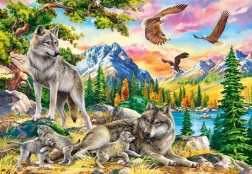 Puzzle 1000 elementów Wolf Family and Eagles