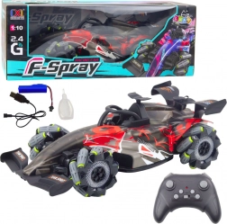 RC samochód wyścigowy 1:10 z diodami LED, efektem pary wodnej i 2,4 GHz – czerwony