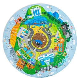 Okrągłe drewniane puzzle Recykling – BIGJIGS TOYS