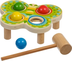 Drewniany młotek Motyl z 4 kolorowymi kulkami