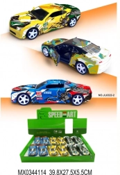 Metalowy model sportowego auta z otwieranymi drzwiami i funkcją pull-back