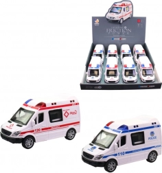 Auto ambulans z światłem i dźwiękiem, 14 cm
