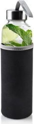 Szklana butelka na wodę z neoprenowym pokrowcem 490 ml czarna
