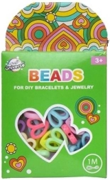 Zestaw kolorowych koralików serduszka z sznurkiem 1 m