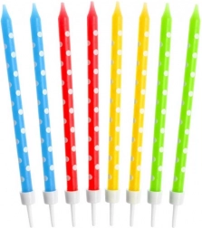 Godan urodzinowe świeczki w kropki, miks kolorów, 24 szt.