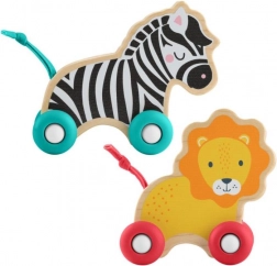 FISHER-PRICE drewniane zwierzątka na kółkach – zestaw lew i zebra