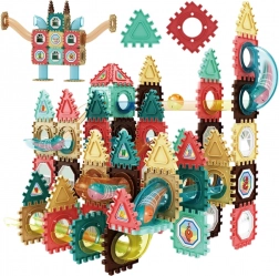 Magnetyczne klocki konstrukcyjne 3D WOOPIE – kulkowy tor 128 elementów