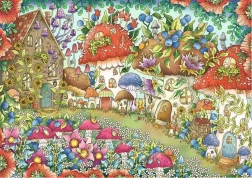 Puzzle RAVENSBURGER urocze grzybkowe domki na kwiecistej łące 1000 elementów