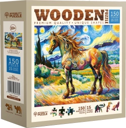 Drewniane puzzle nowoczesny koń 150 elementów WOODEN CITY