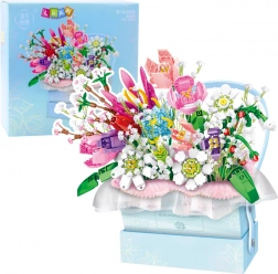 Konstrukcyjny zestaw bukiet kwiatów z lampkami LED