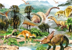 Dino Puzzle – życie dinozaurów 100 XL elementów