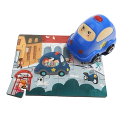 TOP BRIGHT drewniane puzzle z zabawką – radiowóz, 24 elementy