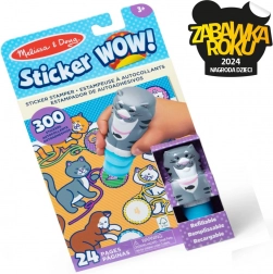 Magiczna książka i stempel z naklejkami Kot