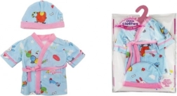 Niebieski szlafrok z czapką dla lalek 40-45 cm