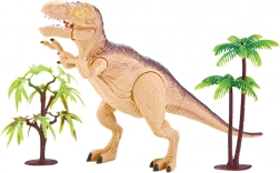 Tyrannosaurus rex z dźwiękiem i światłem – brązowy interaktywny dinozaur 23 cm