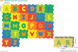 Piankowe puzzle alfabet dla dzieci 10m+, 26 elementów z wyjmowanymi literami, pianka EVA, jaskrawe kolory