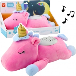 Pluszowy różowy jednorożec z projektorem i kołysankami