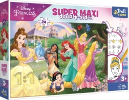 dwustronne puzzle 24 elementów Disney Princess Super Maxi do kolorowania