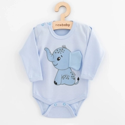 Body niemowlęce z długim rękawem New Baby Happy Elephant niebieskie 74 (6–9 miesięcy)