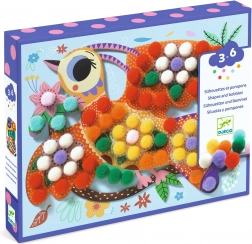 Kolaże z pomponikami Ptaki DJECO