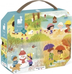 Janod puzzle w walizce – cztery pory roku, 36 elementów
