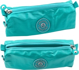 Szkolny piórnik z zieloną kieszenią