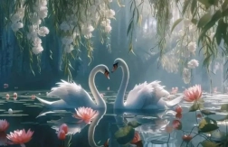 Diamentowe malowanie łabędzie 30 × 40 cm