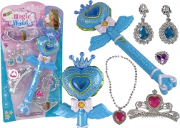 Interaktywna magiczna różdżka z projektorem niebieskie akcesoria dla wróżki