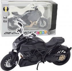 metalowy sportowy motocykl 1:12 ze światłami i dźwiękami – czarny ze złotymi elementami