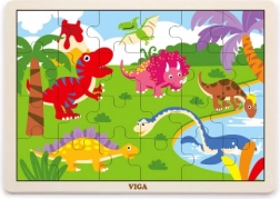 Drewniane puzzle dinozaury 24 elementy