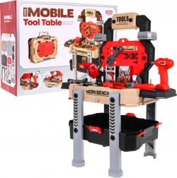 Dziecięcy warsztat 2w1 – walizka i stojak – Czerwony