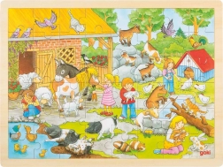 Goki drewniane puzzle Dziecięce zoo 48 elementów