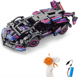 Klocki do budowy różowego auta RC zdalnie sterowanego 19 cm – 323 elementy