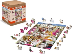 Drewniane puzzle Kociaki w Hollywoodzie - 2w1, 75 elementów