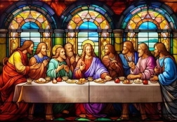 Diamentowe malowanie Ostatnia Wieczerza witraż 80 × 40 cm