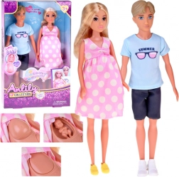 Rodzinny zestaw lalek – mama w ciąży, tata i niemowlę
