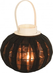 Drewniany czarny lampion na świeczkę 22 cm