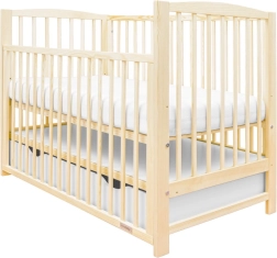 Łóżeczko dziecięce New Baby Lilly z opuszczanym bokiem i szufladą – naturalne