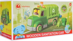 Drewniana śmieciarka ze światłami i dźwiękami