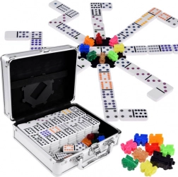 Zestaw gier Domino i Mexican Train z metalową walizeczką