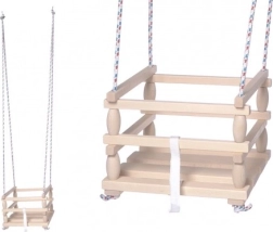 Drewniana huśtawka dziecięca z zabezpieczeniem