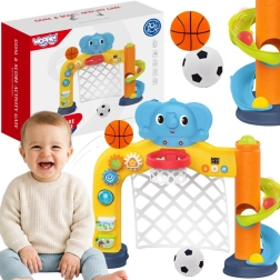 Woopie baby interaktywne centrum sportowe 2w1 – bramka i kosz do koszykówki ze słonikiem
