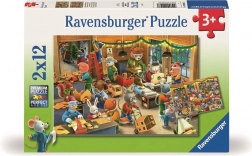 Ravensburger puzzle Świąteczna magia w fabryce zabawek 2x12 elementów