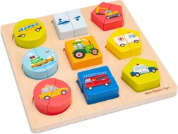 Drewniane układanki - środki transportu